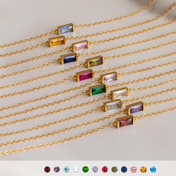 Caitlyn Minimalist Jewelry - Pink Tourmaline Baguette Birthstone Bracelet (October birthstone, pink)
